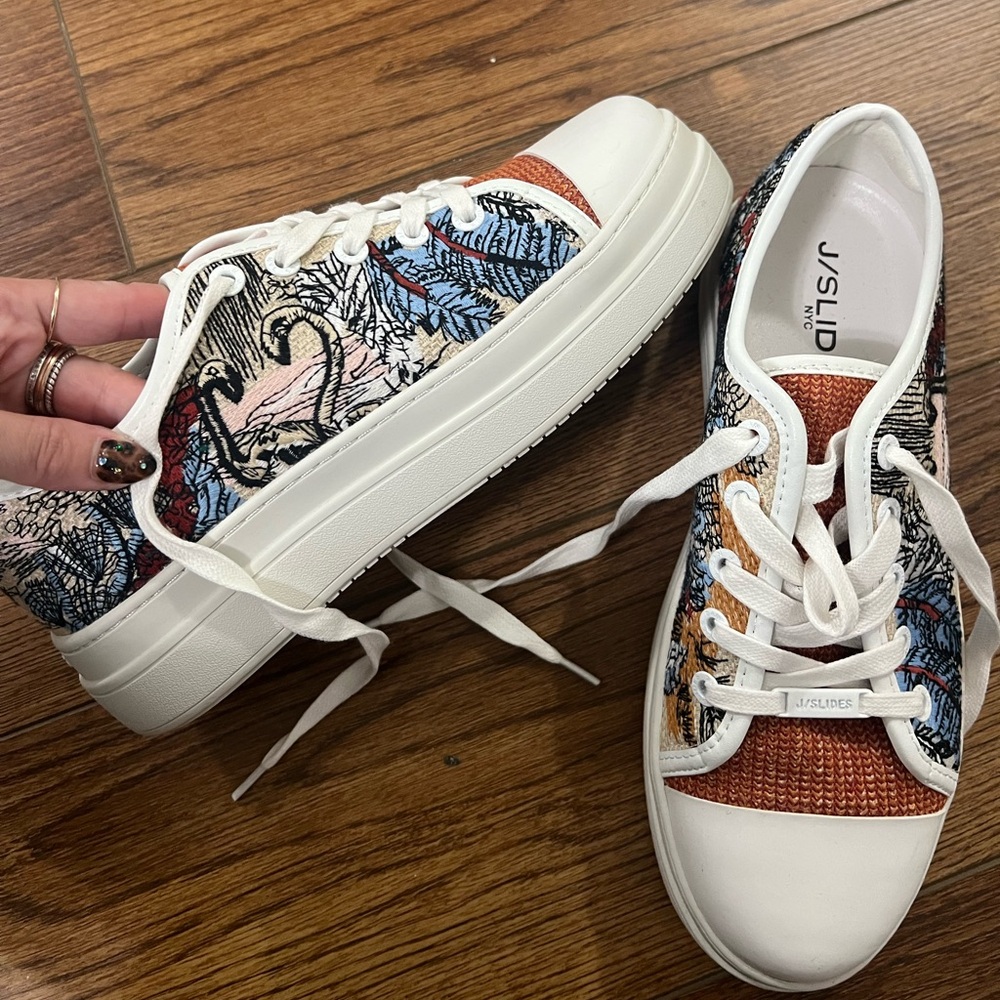 J/SLIDES Platform Tropical Print Sneakers 7